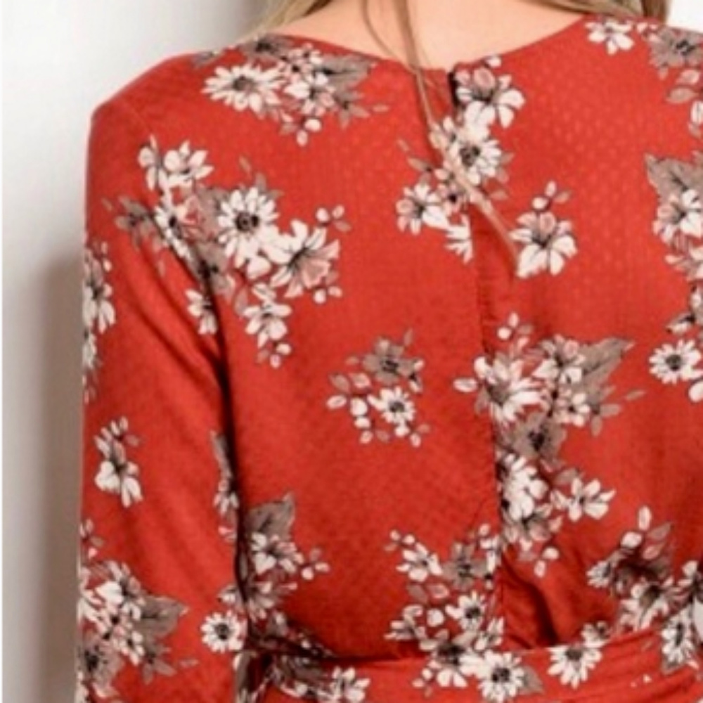 MUST GO, SALE ENDS 12/28 Rust Floral Romper - Picture 2 of 2